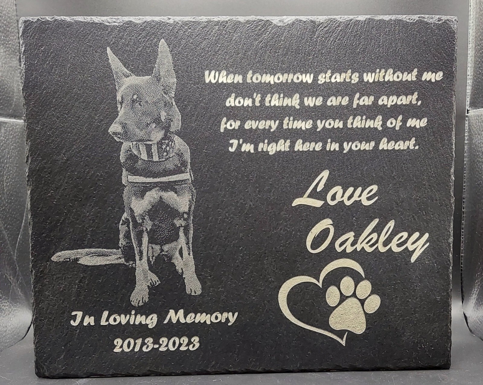 Personalized Custom Designed Laser Engraved Slate Pet Memorial – Dog Cat Horse
