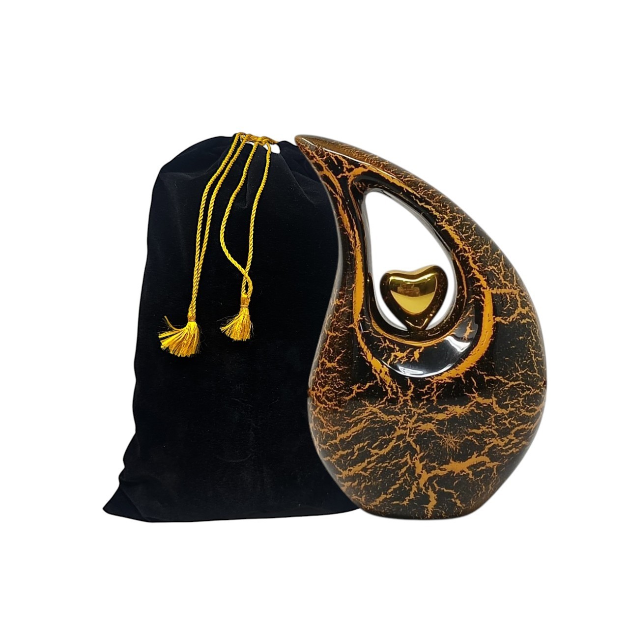 Handcrafted Mini Cremation Urn for Human Ashes – Yellow Teardrop Keepsake Earns