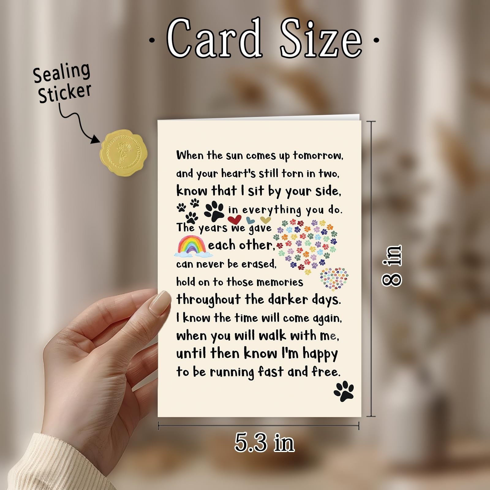Pet Loss Sympathy Card for Dog Cat, Memorial ＆Sympathy Gifts Loss of Dog