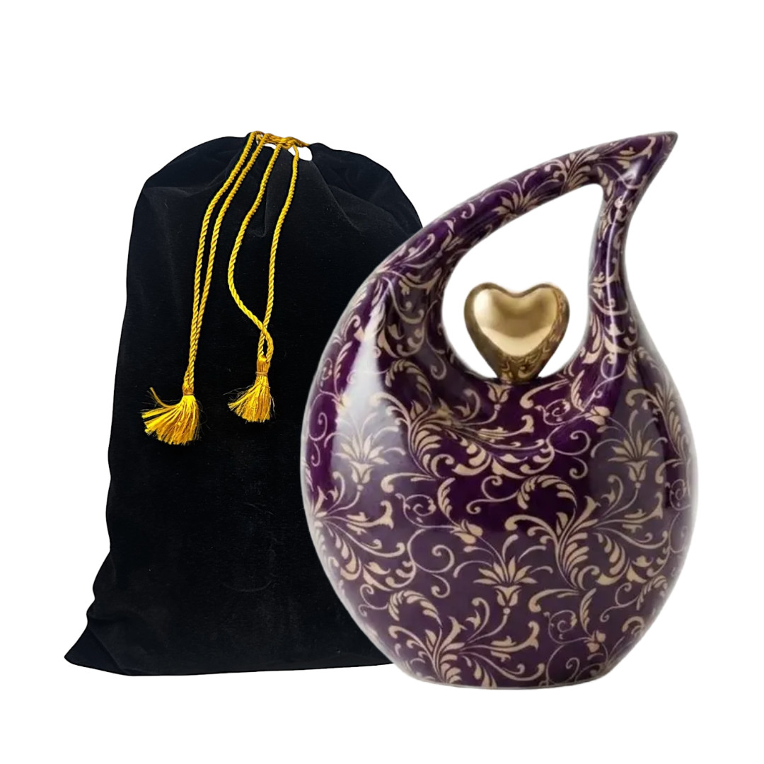 Handcrafted Large Purple Teardrop Cremation Urn for Human Ashes Men & Women