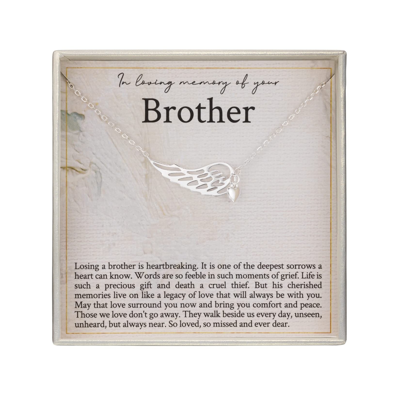 RareLove Memorial Gifts for Loss of Brother,925 Sterling Silver Angel Wing He…