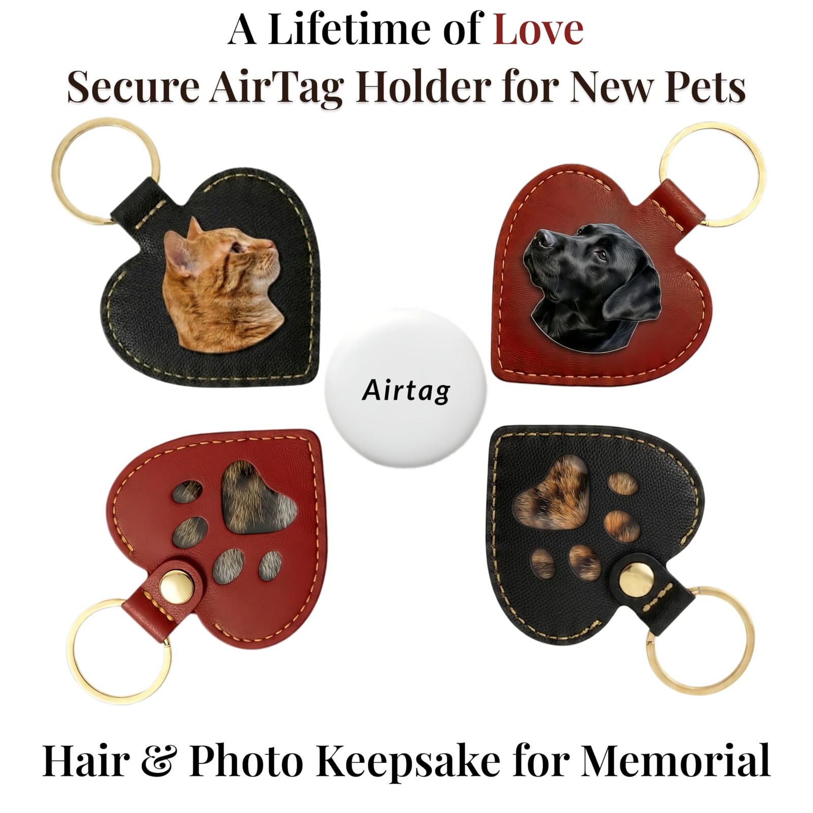 Pet Fur Keepsake Keychain – Dog Hair & Cat Fur Memory Charm, Pet Memorial Gift f