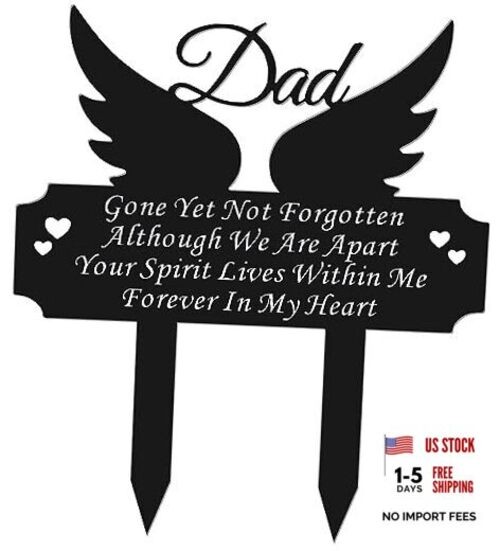 Grave Marker for – Winged Memorial Metal Cemetery Stake, Outdoor Decoration Dad