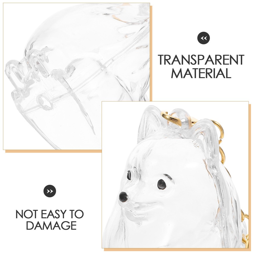 2 Pcs Dog Memorial Keychain Clear Plastic Pet Hair Collector Keyring Charms