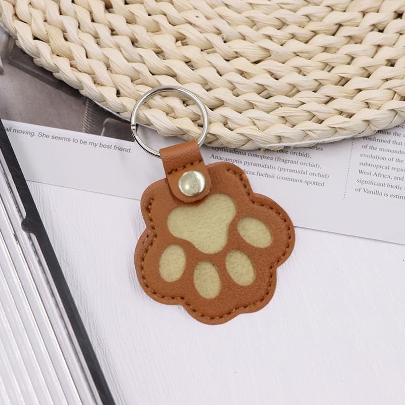 Pet Hair Keepsake Keychain – Memorial Gift for Cat & Dog, Cute Leather Paw