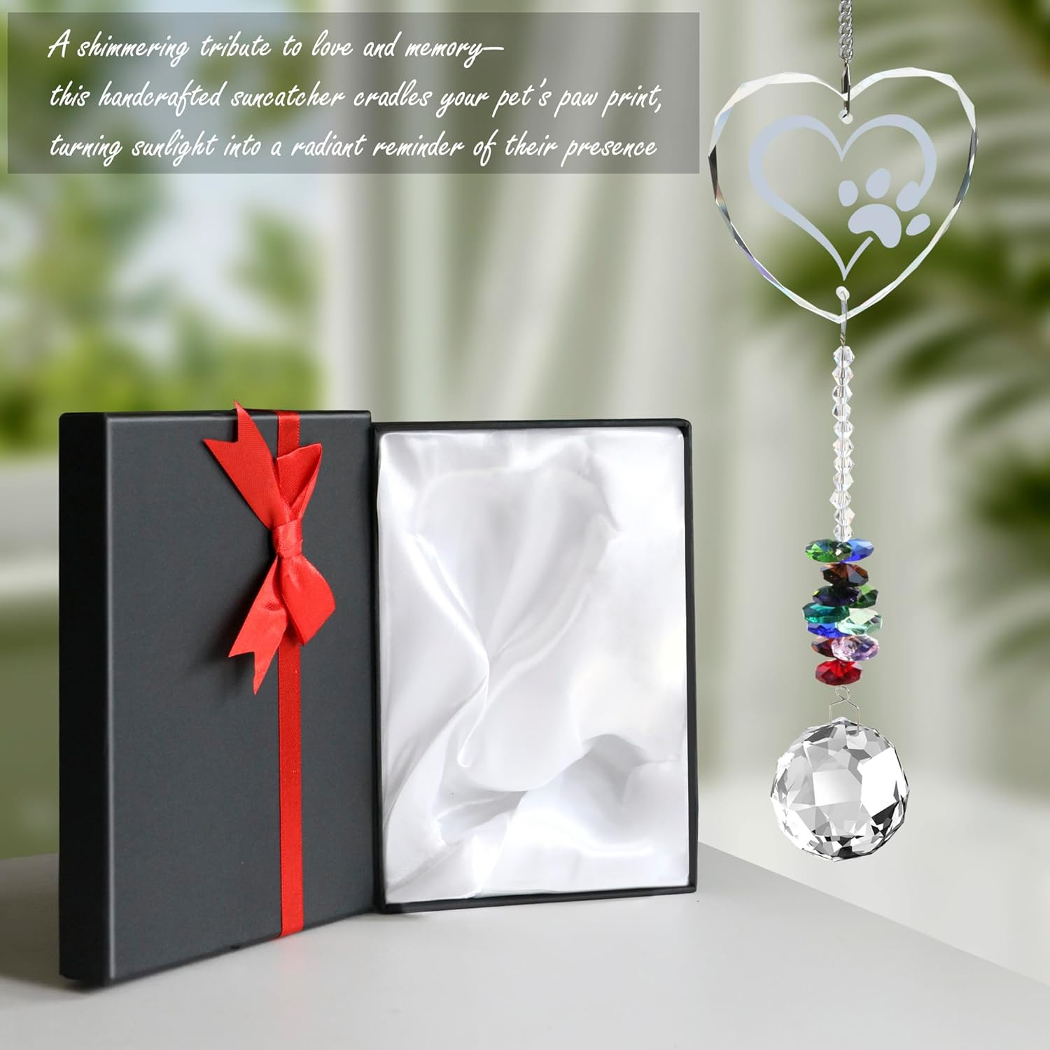 Pet Memorial Gifts Crystal Suncatcher,Dog Memorial Gifts for Loss of Dog,Loss of