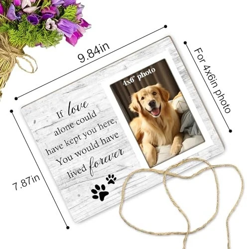 Dog Memorial Picture Frame, Pet Sentiment Memorial Gifts for Loss of Dog, Pet