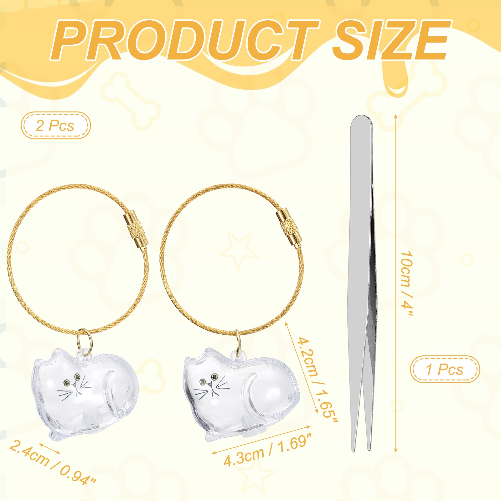 2Pcs Cat Hair Collector Keychain with Tweezers Style 3