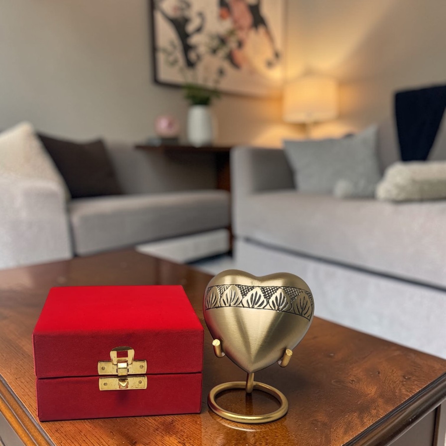 Mini Cremation Heart Urn Personalized for Ashes with Stand Gift Box