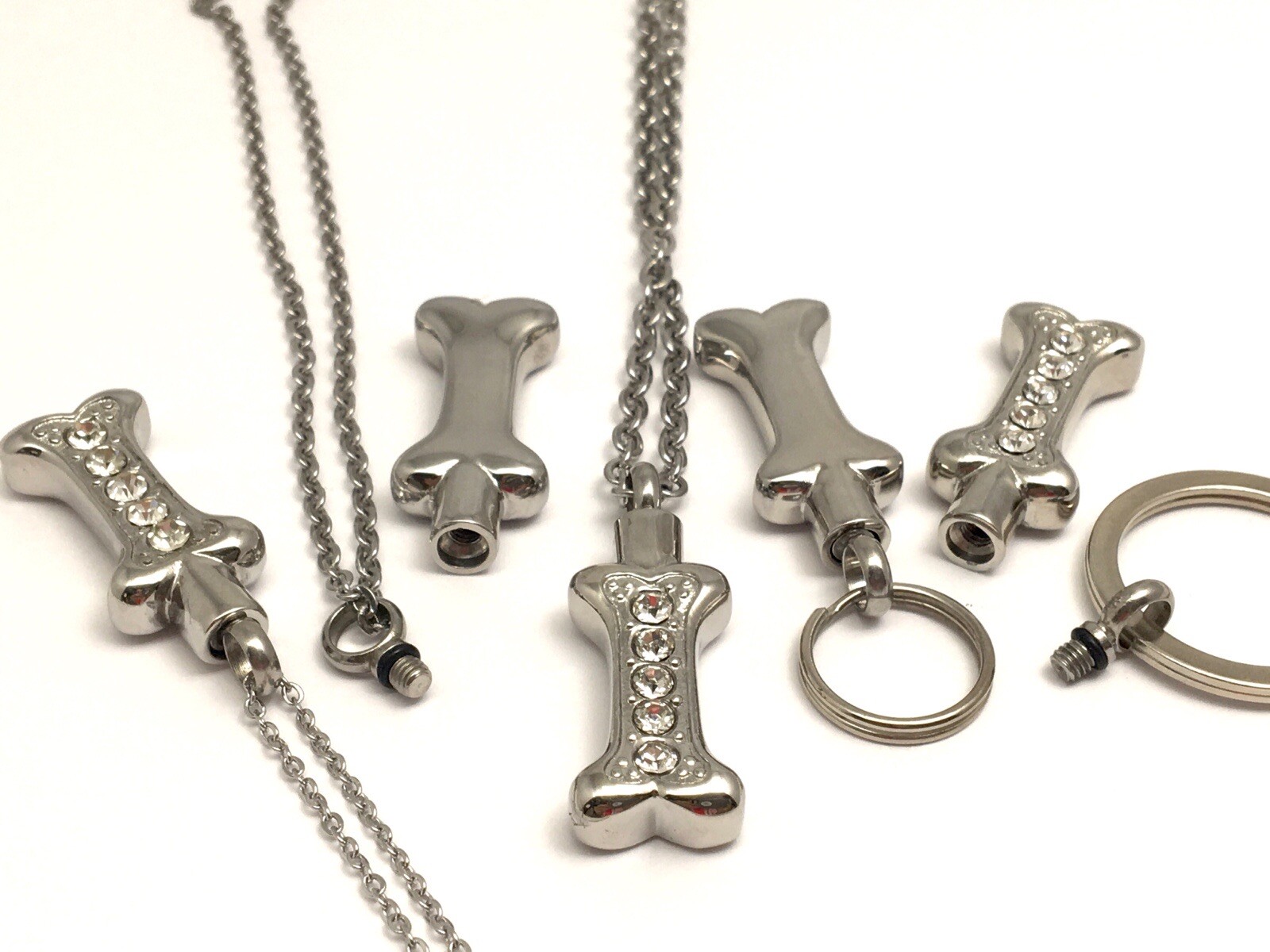 Dog Bone Cremation Necklace Crystals Ladies Urn Jewelry Pendant for Ashes Girls