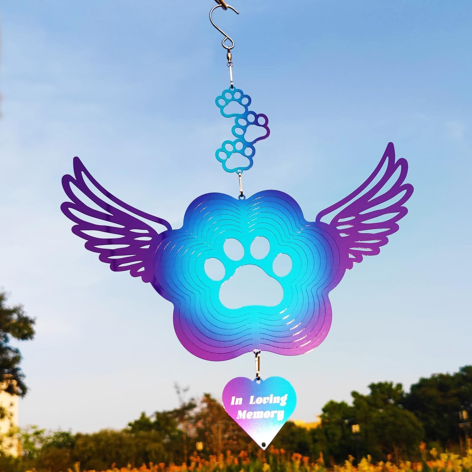 Pet Memorial Wind Spinners, Cat Memorial Gifts,Stainless Steel Angel Wings Pe…