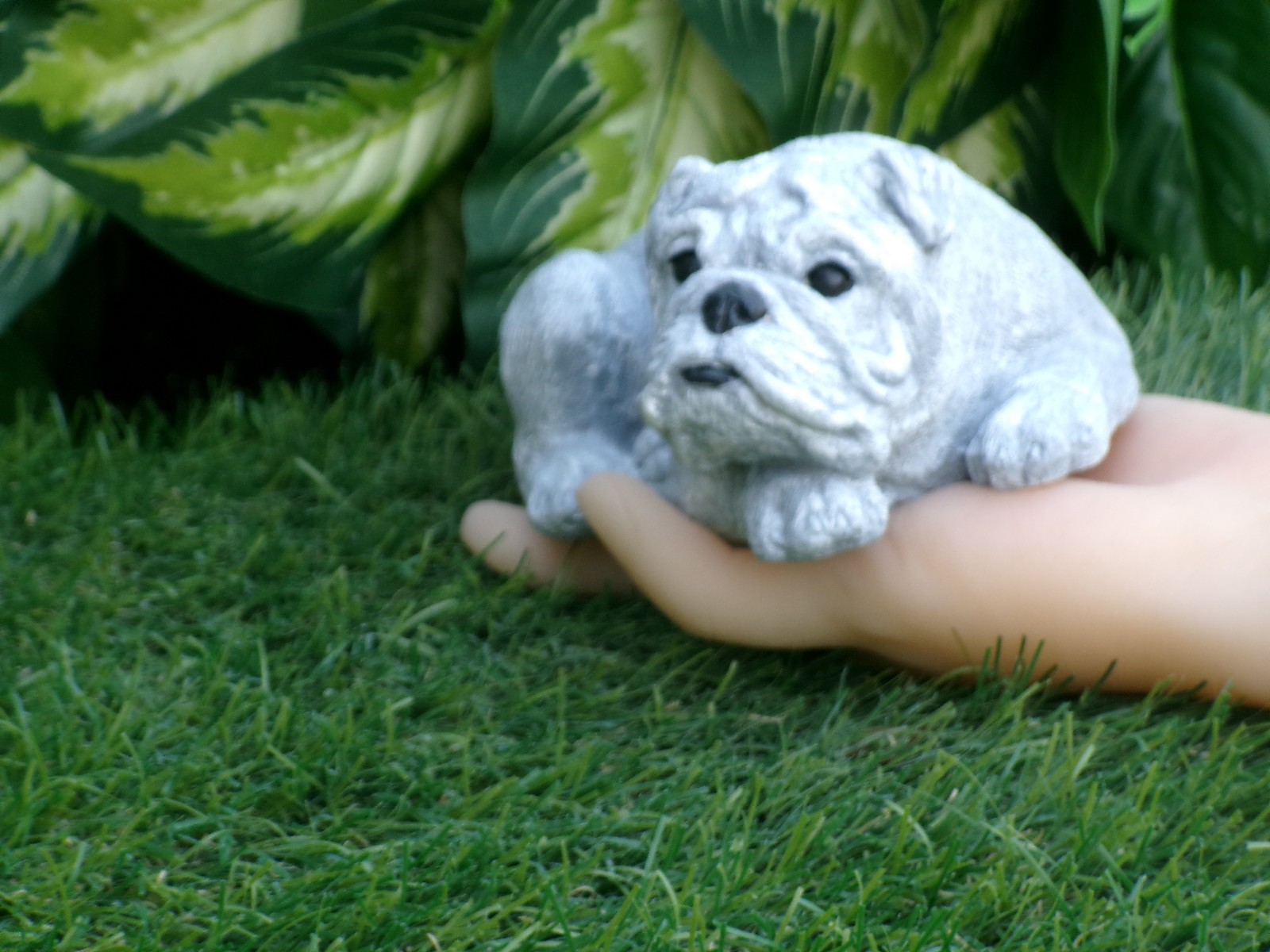 Bulldog Urn Decoration Solid Concrete Pet Loss Memorial Stone Gift made in USA