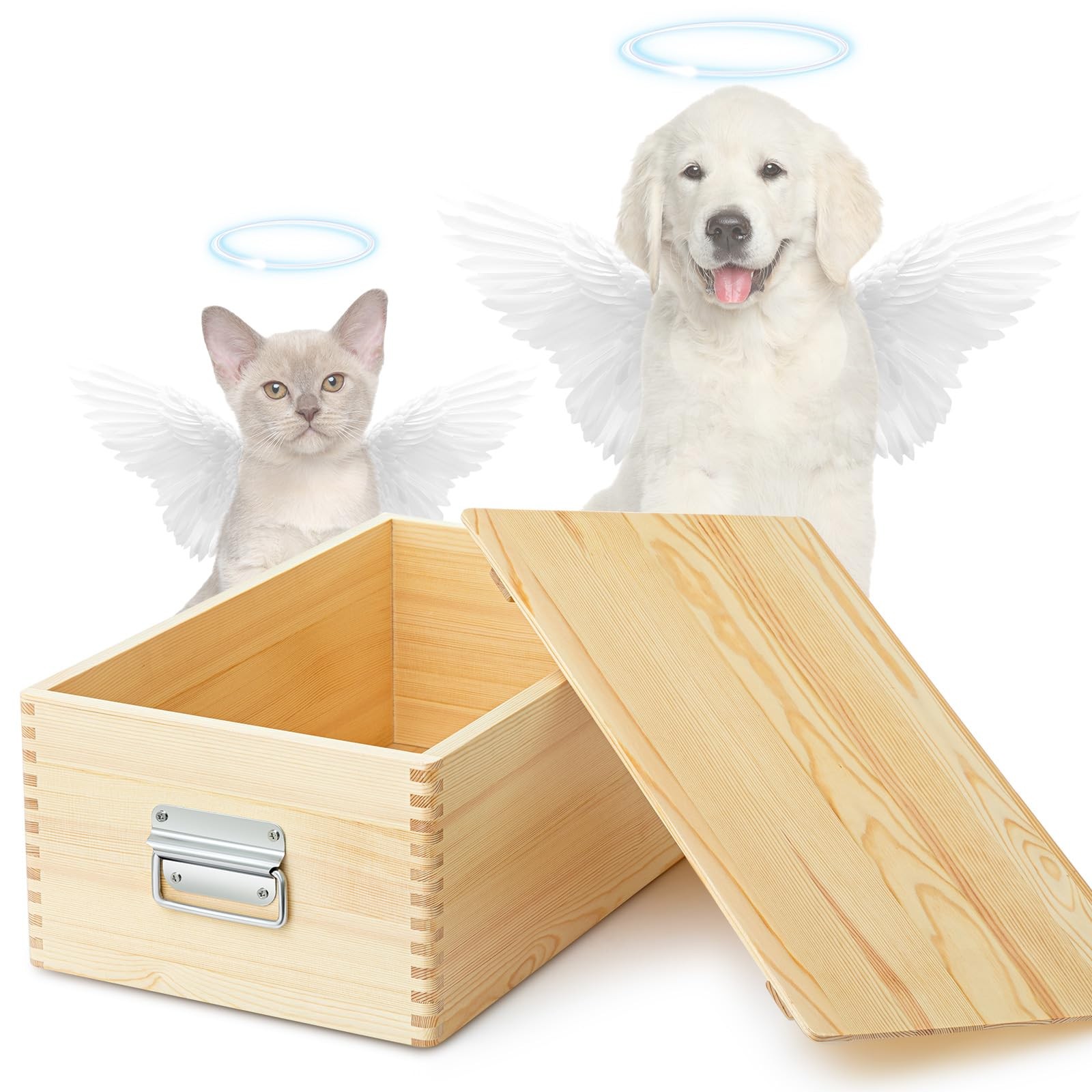 Pet Casket for Dogs and Cats, Wooden Burial Pet Loss Coffin Furry Loss Gift f…