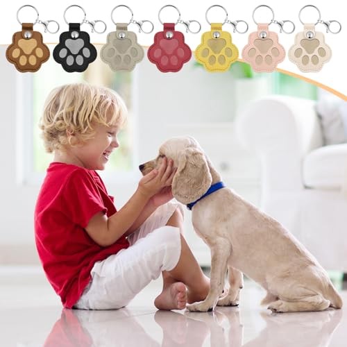 Pet Memorial Gifts for Dogs Cats, Leather Paw Print Pet Fur Keepsake White
