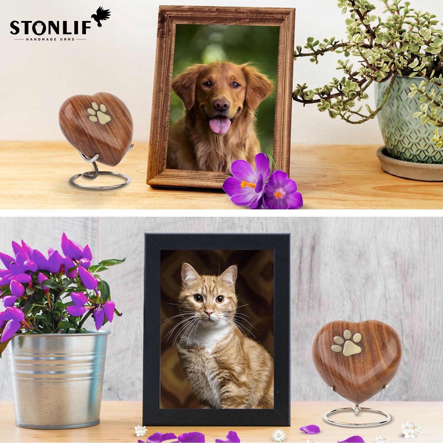 Stonlif Pet Memorial Wood Urns For Dog Or Cat Ashessmall 3 Cubic Inches Wooden