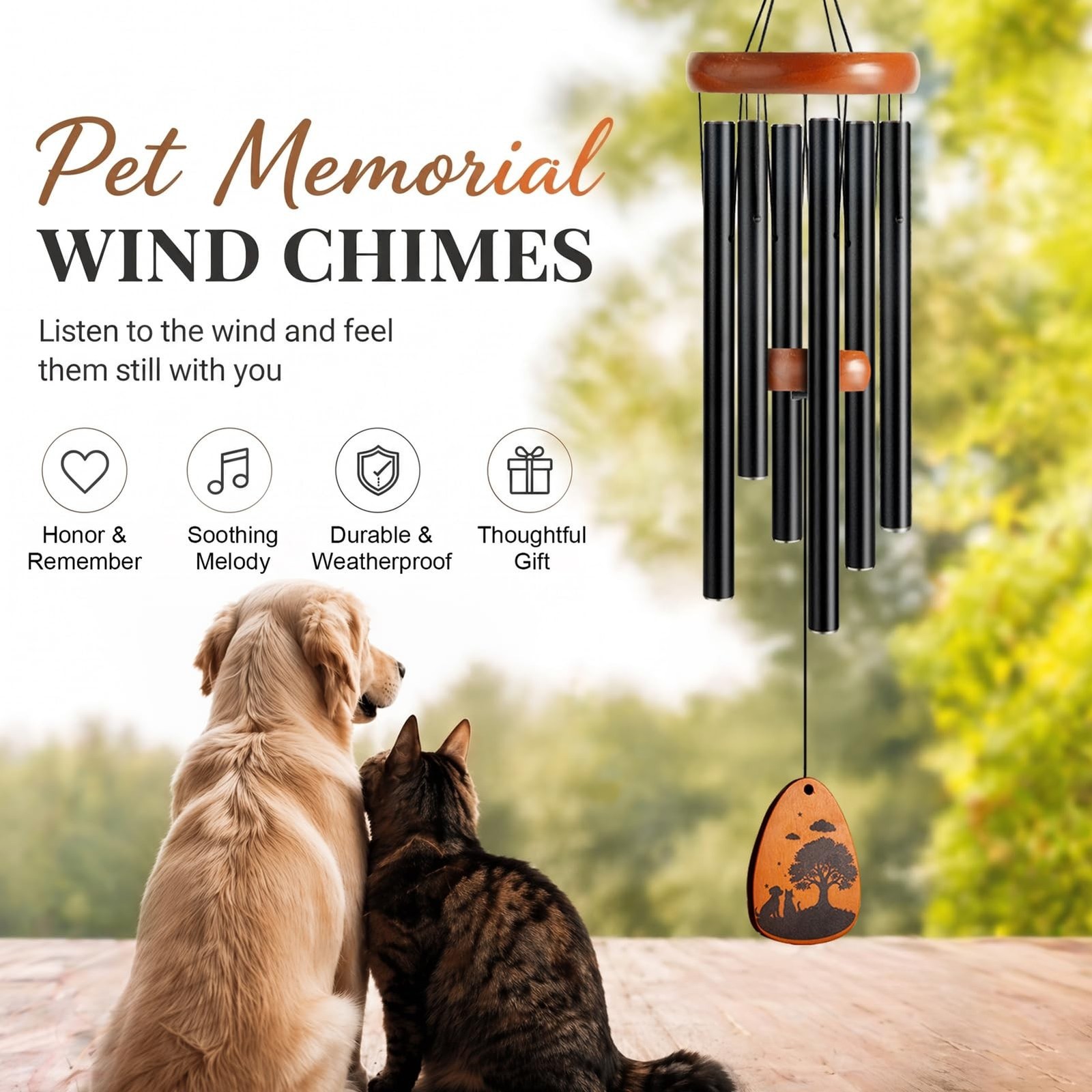 Pet Memorial Gifts for Dogs, 28″ Pet Memorial Wind Chime, Loss of Dog Sympath…