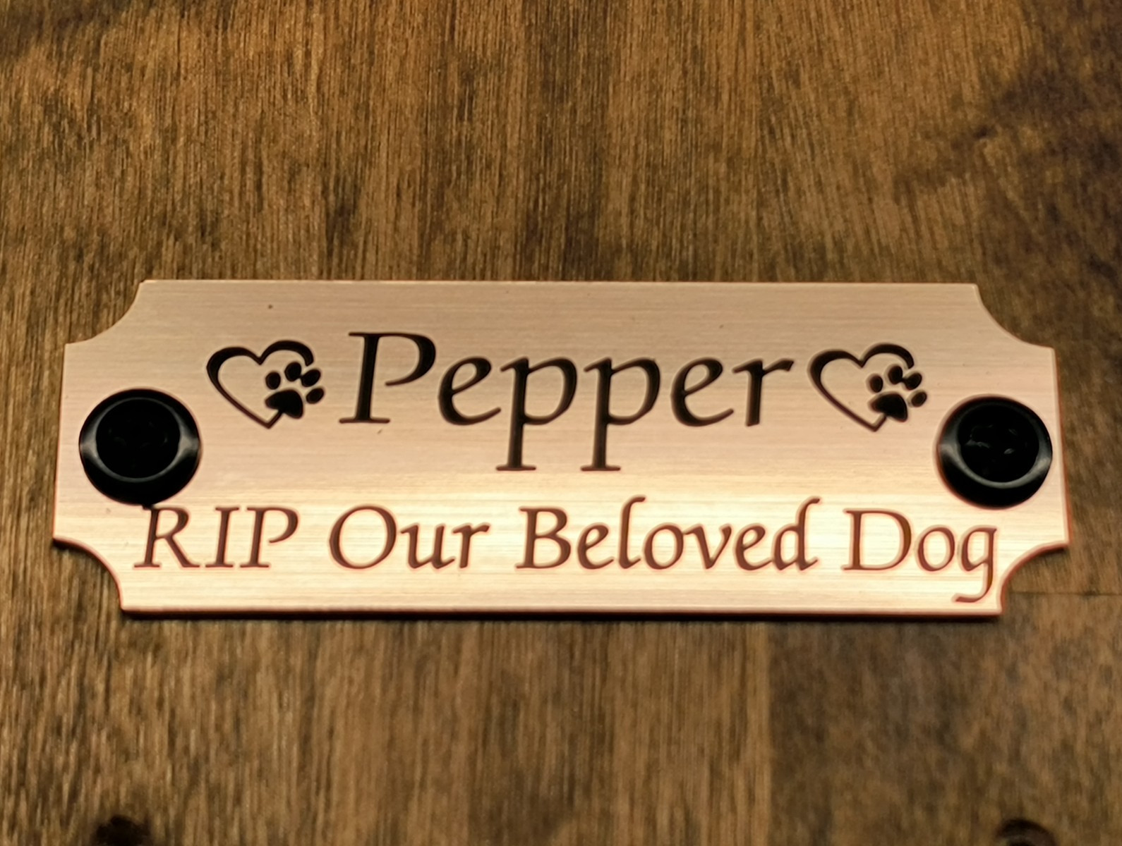 Custom Engraved Brushed Copper Pet Memorial Urn Plaque Plate Cat Dog with Screws