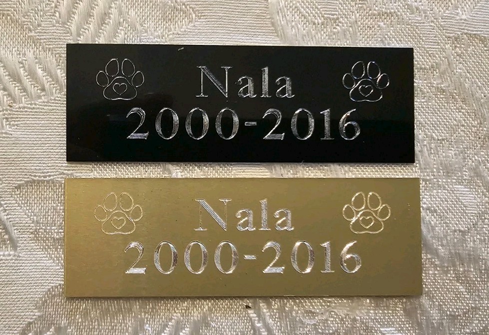 1×3 Custom Engraved Dog/Pet Memorial Plate/ Plaque, Paw Print,Sign,Gold or Black