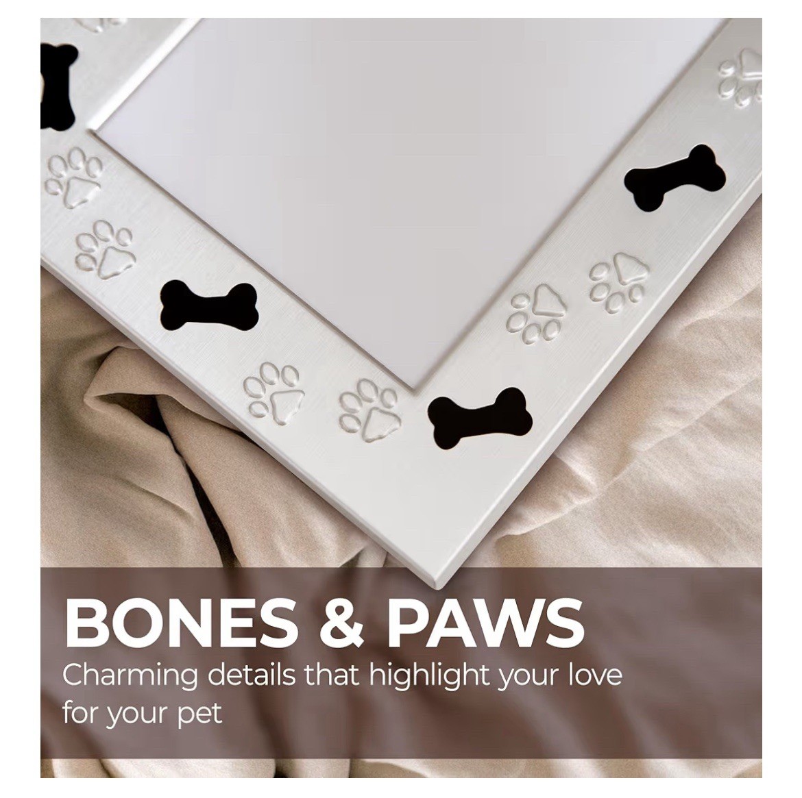 Mission Gallery 4×6 Dog Picture Frame Bones Paw Prints Pet Memorial NEW