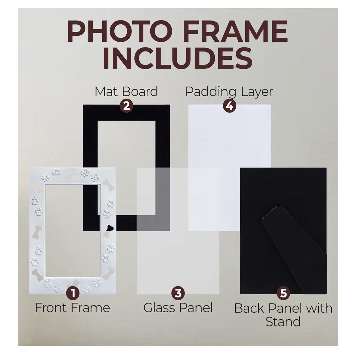 Mission Gallery 4×6 Dog Picture Frame Bones Paw Prints Pet Memorial NEW