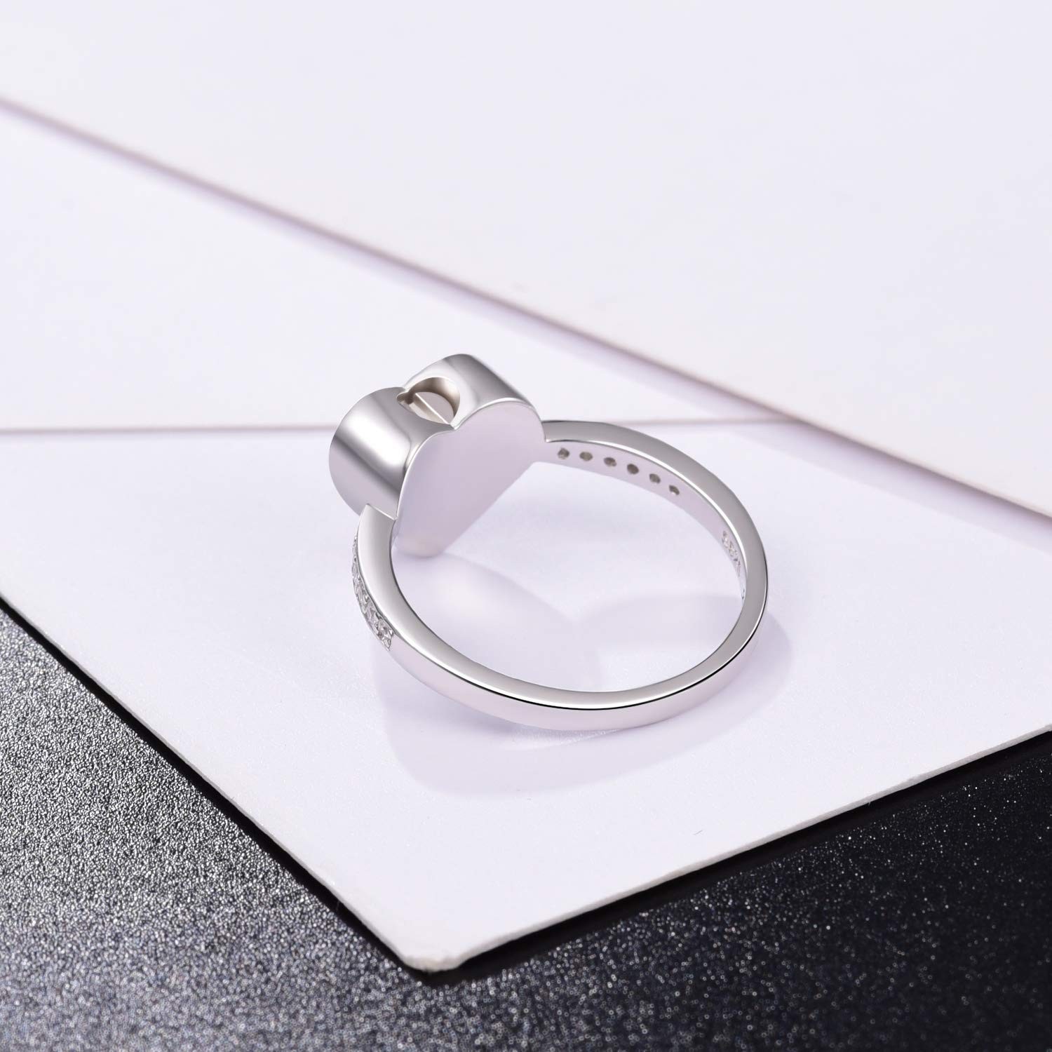 Jinlou 925 Sterling Silver Love Heart Urn Ring For Pet Dog Cats Ashes Keepsake