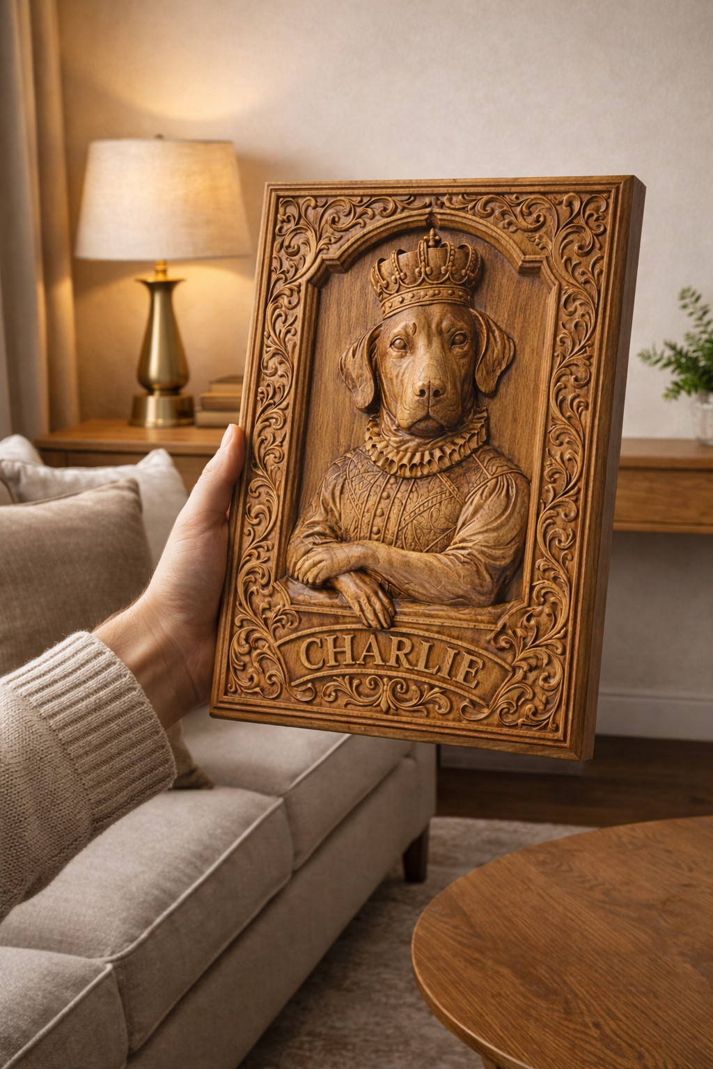 Custom Dog Portrait Wood Carving From Photo Personalized Pet Memorial Gift