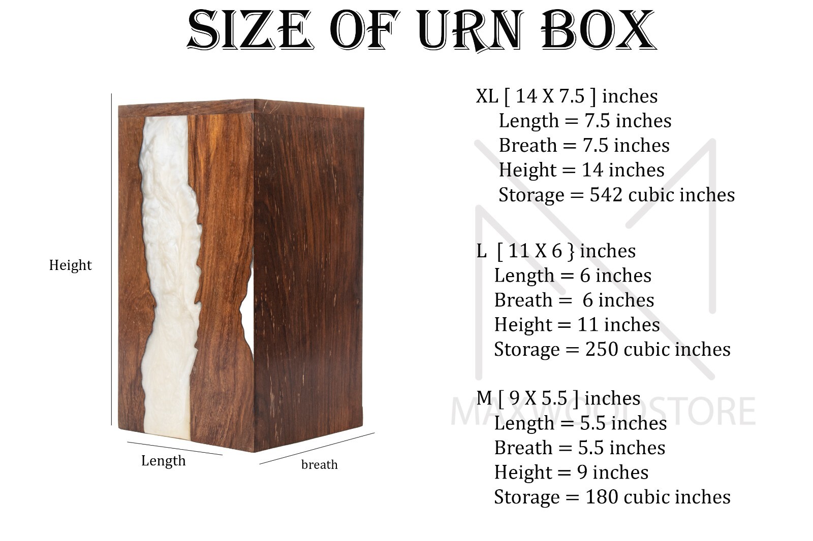 Wooden Urn Box-Urn Box-Rosewood and White Resin Design Urn Box For Human Ashes