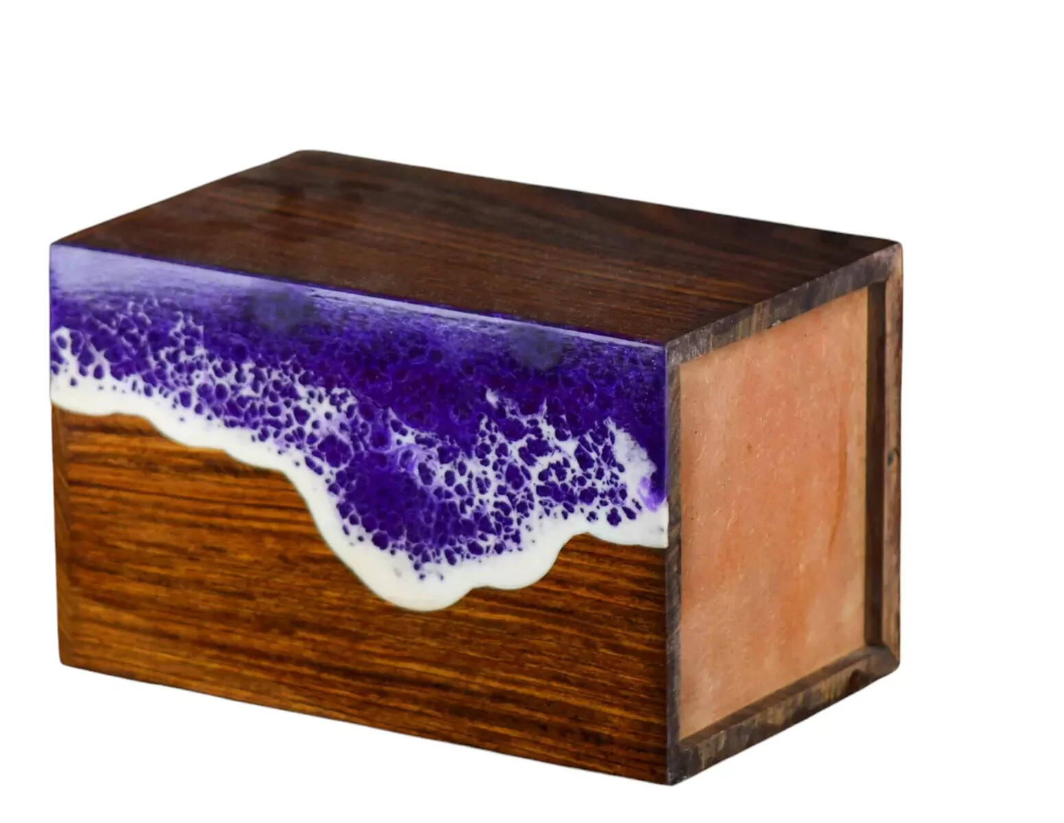Handcrafted Wooden Urn for Adult Human Ashes – Wood and Epoxy Resin Mix Urn Box