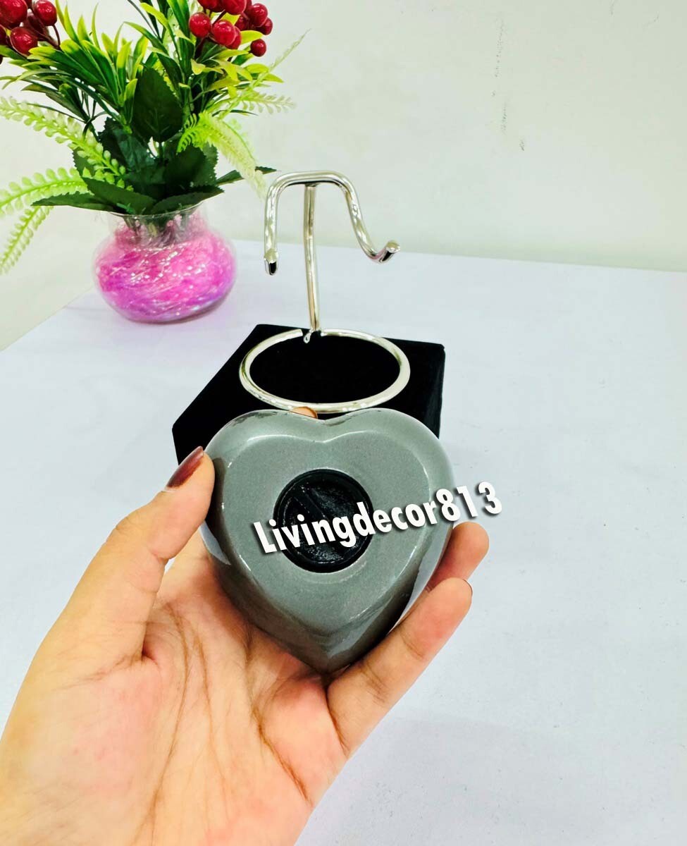 Small Foot Print Heart Shaped 3″ Pet Keepsake Urn With Stand & Box