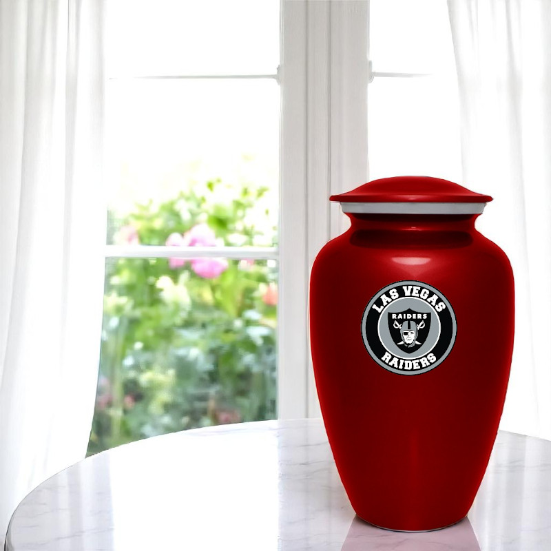 Las Vegas Raider Cremation Memorial Funeral Red Urn for Adult Ashes with Bag