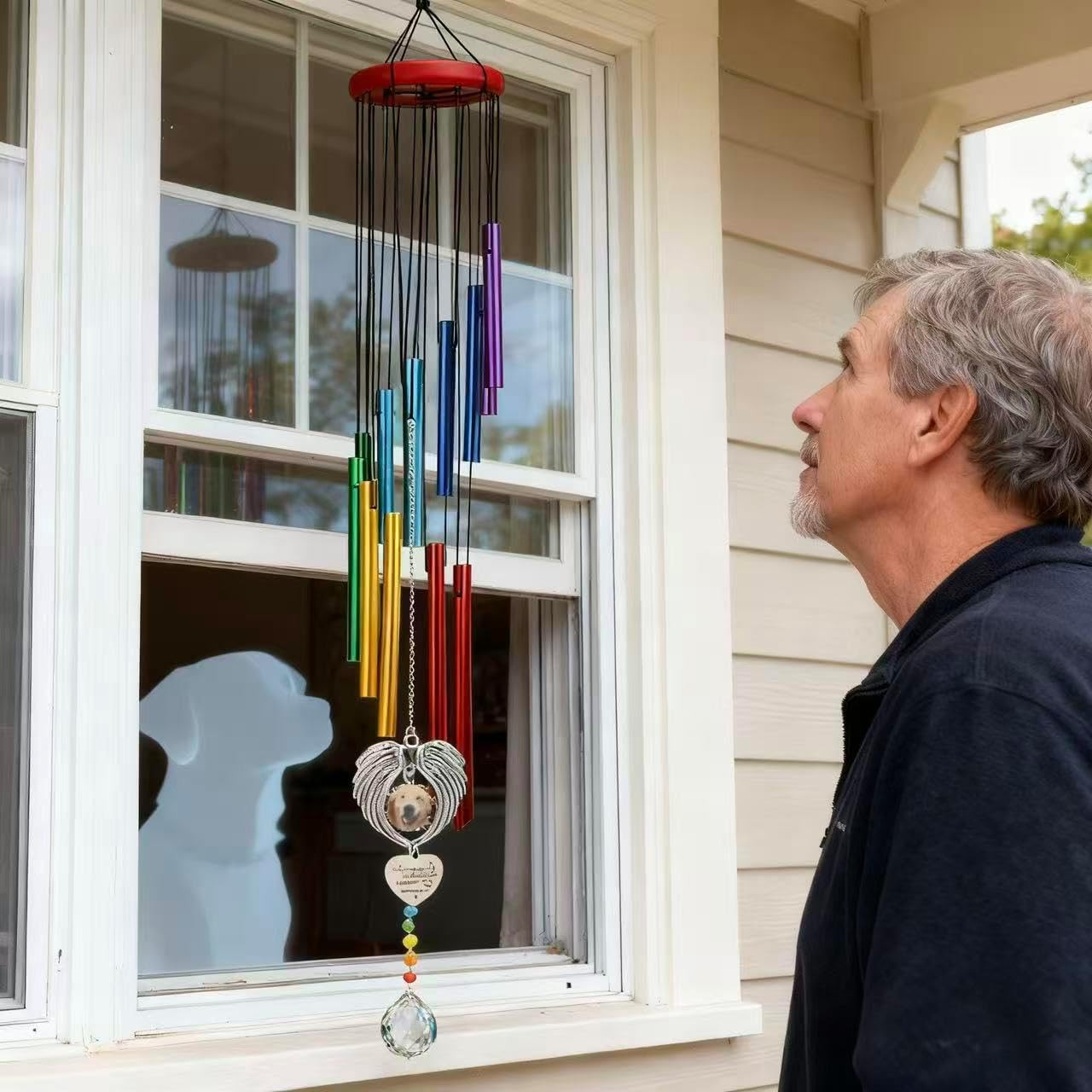 Dog Memorial Wind Chime, Sympathy Gift for Loss of Dog, Rainbow Bridge Remembran