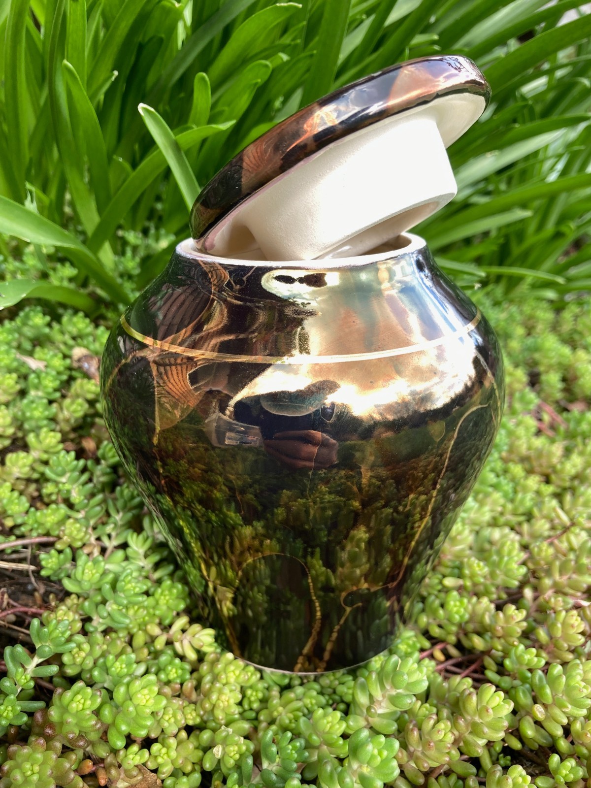 Handmade Ceramic Cremation Urn in Royal Purple, small size for pet ashes, 50 ci