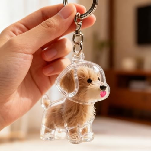 Dog Hair Keychain,Transparent Bottle for Fur,Dog Memorial Gifts for Loss,Pet