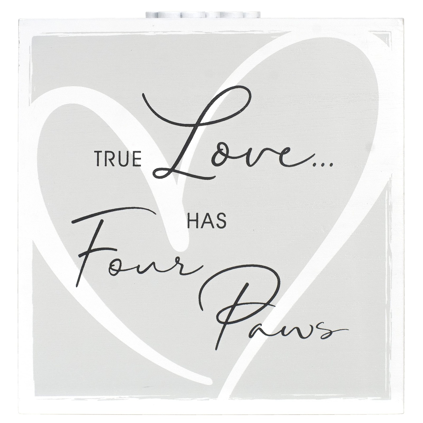 3.5X5 Forever In Our Hearts Memorial Pet Urn Screenprinted White Wood Paw