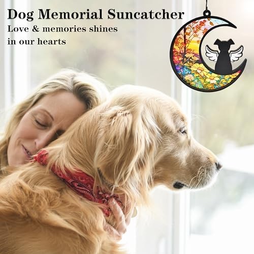DIY Dog Memorial Gifts for Loss of Dog, 2-Layer Dog Angel Memorial Suncatcher wi