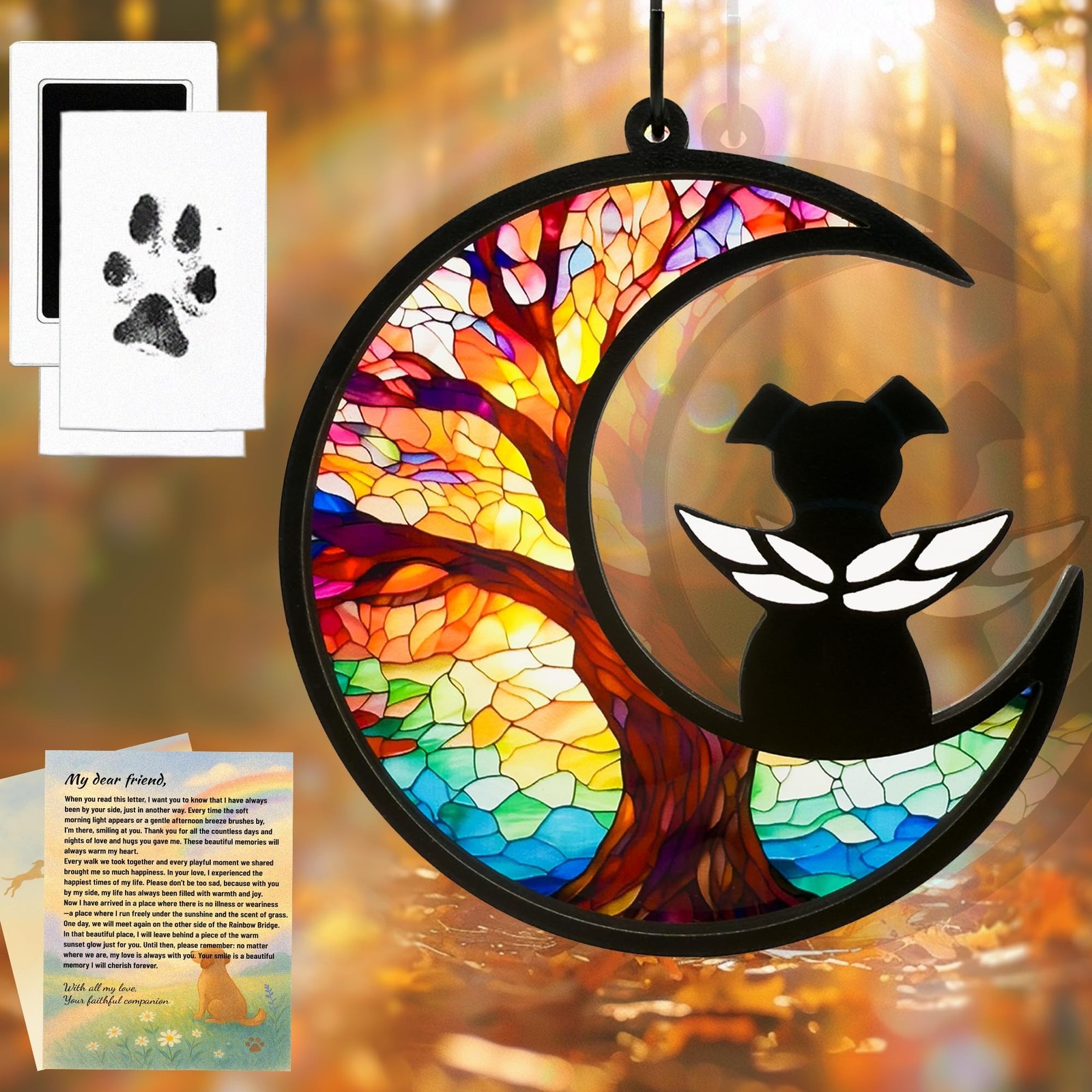 Dog Memorial Gift for Loss of Dog – DIY Angel Memorial Suncatcher & Paw Pr