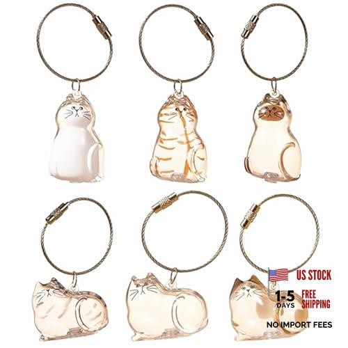 6Pcs Cat Hair Storage Pendant Keychain Pet Hair Keepsake Collector Plastic