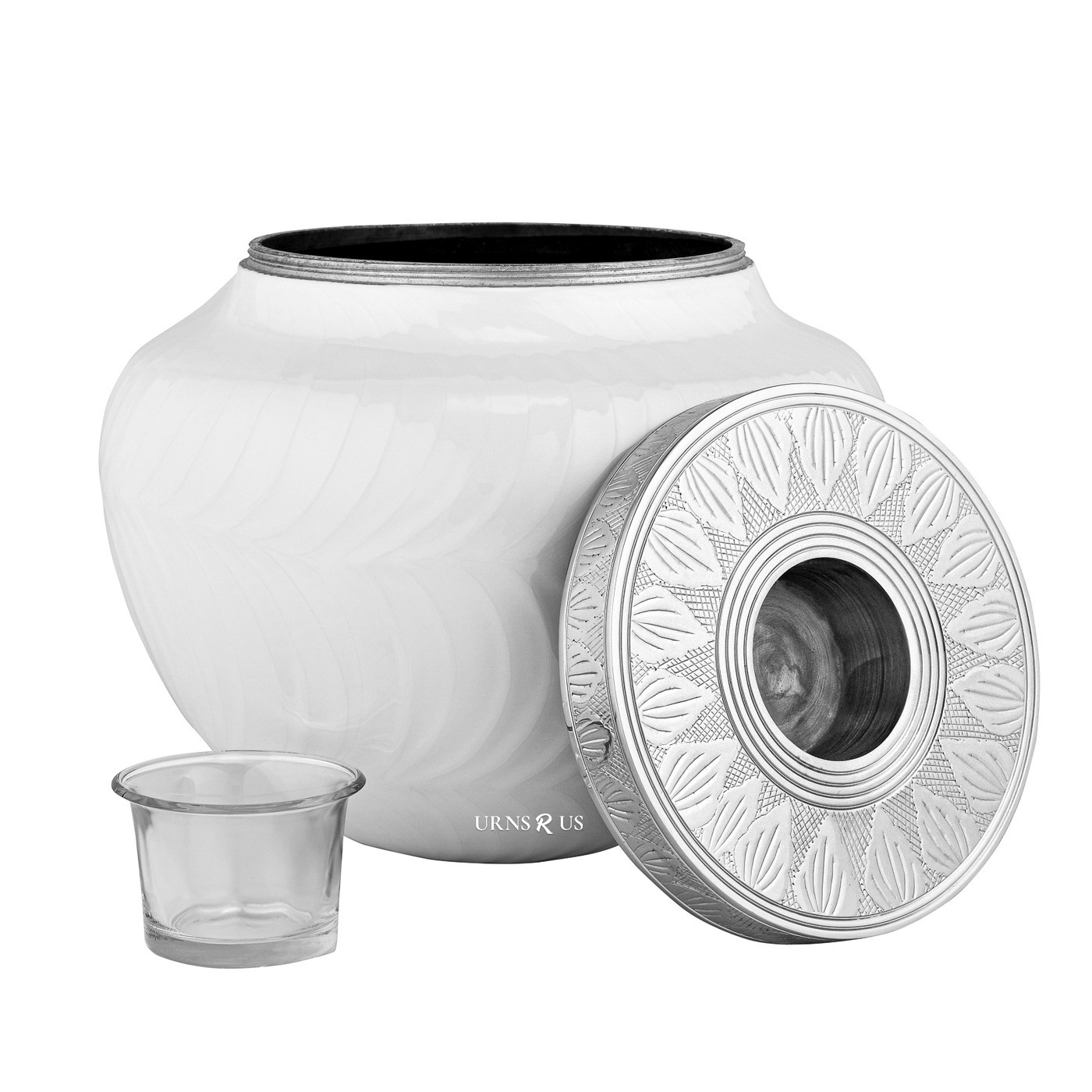 Ample Serenity Remembrance White Urn for Light of Memory