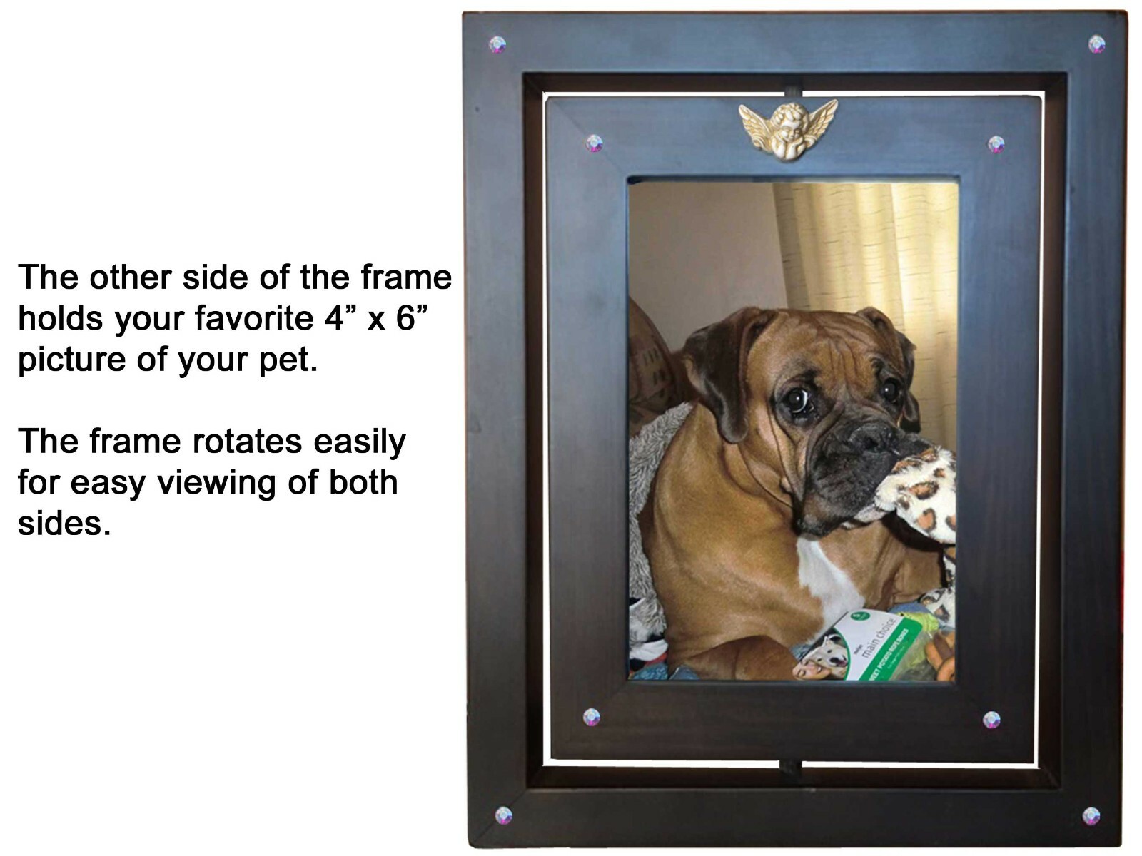 Rotating Pet Memorial Frame w/ Engraved 4×6 Poem Plate Choose Poem and Design