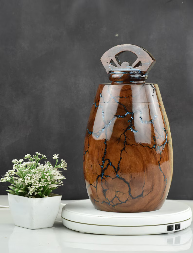 Wooden Urns for Human Ashes Adult Male Female – Cremation Urn Large Wood Urn Box