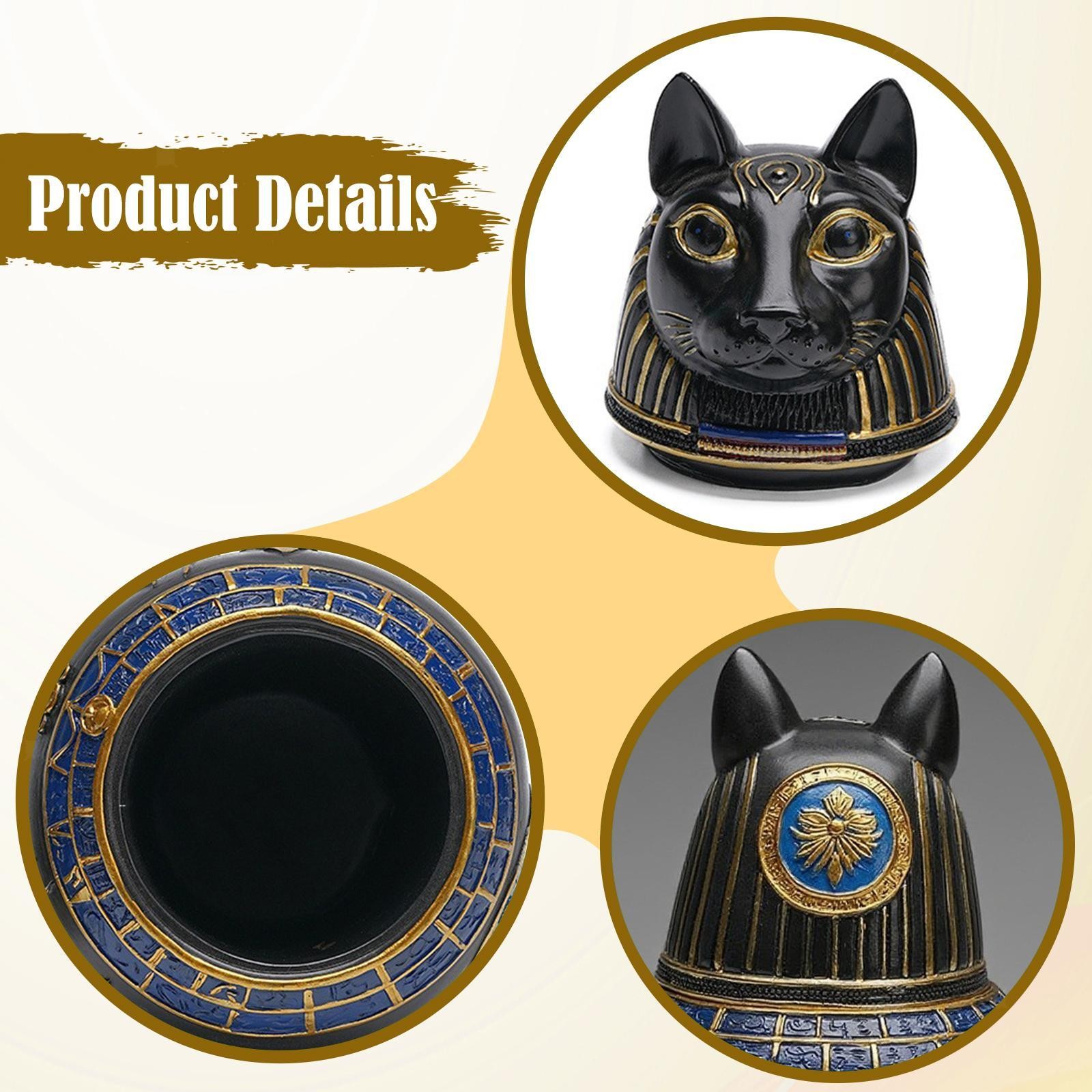 Pet Urn Canopic Jar Statue Bastet Cat Goddess for Small Animals Puppy Kitten