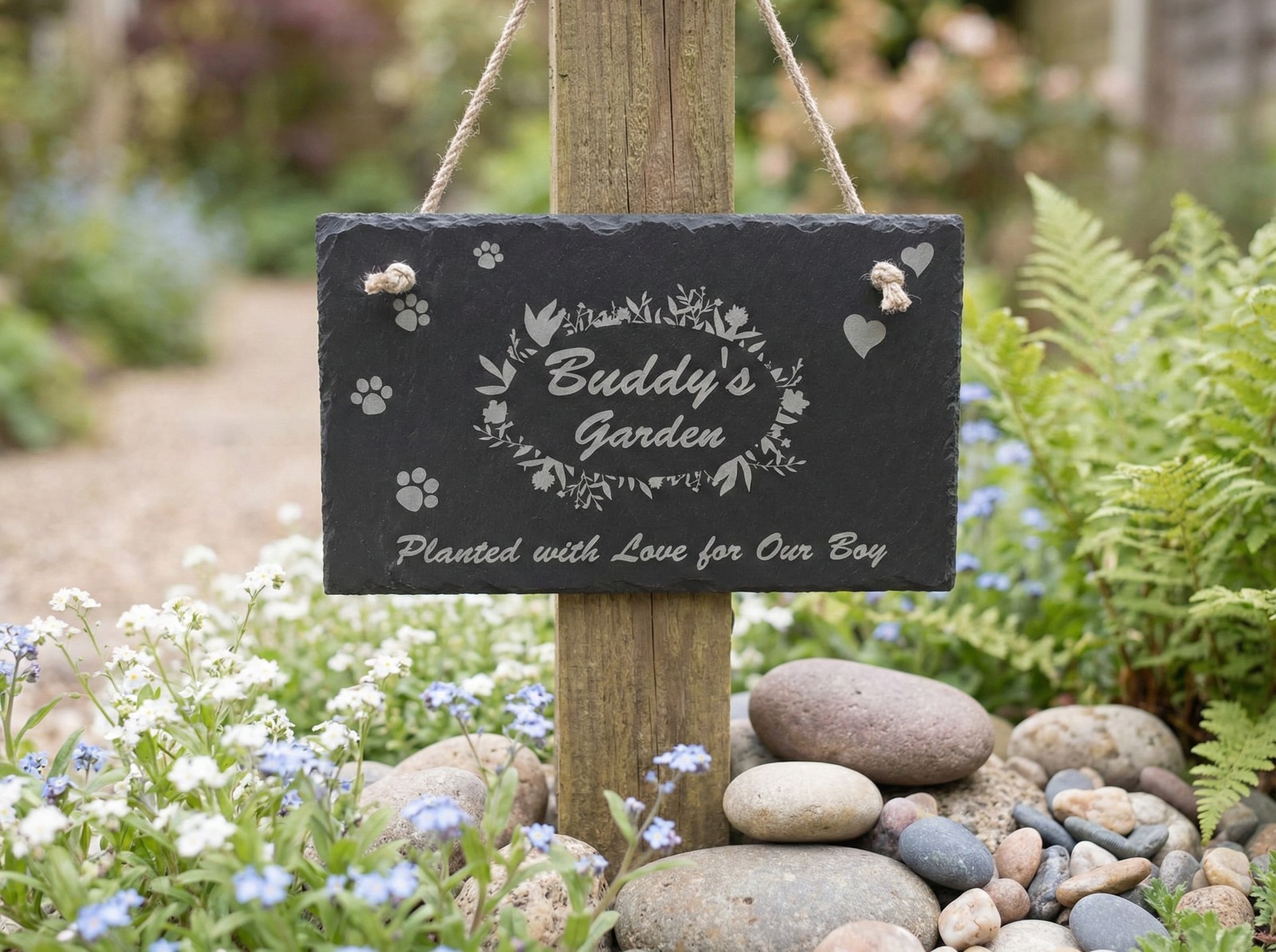 Personalized Memorial Slate Plaque, Slate Stone for Pet, Dog, Cat, Custom Sign