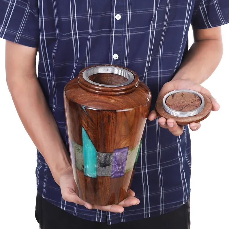 Wooden Urns for Human Ashes Adult Male Female – Cremation Urn Large Wood Urn Box