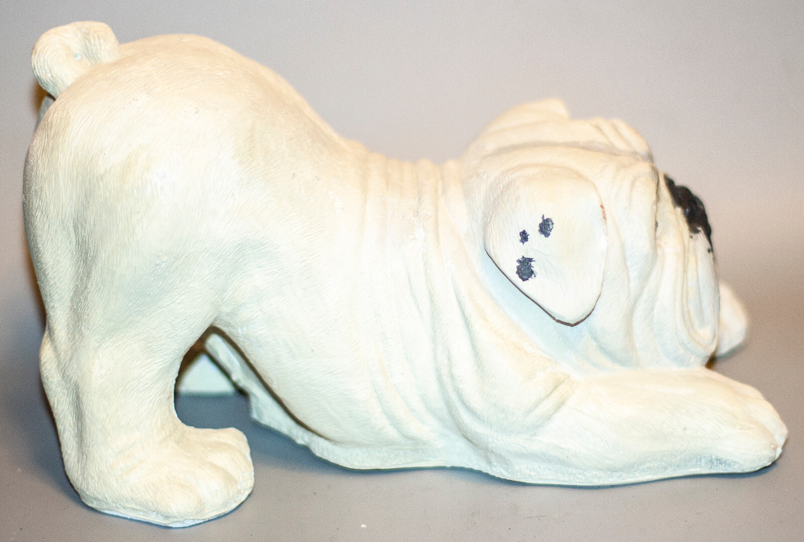 English Bulldog White Urn Pet Ashes Dog Memorial Casket Animal Loss Grave Decor