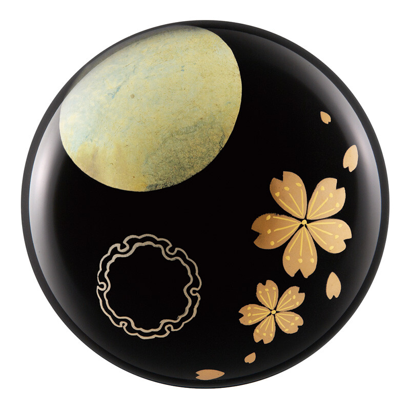 Makie AwaseSnow,Moon,and Flowers Small Keepsake Urn for Human Ashes Lacquer deco