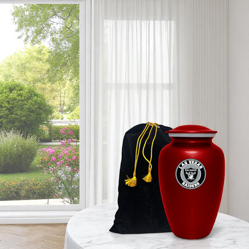 Las Vegas Raider Cremation Memorial Funeral Red Urn for Adult Ashes with Bag