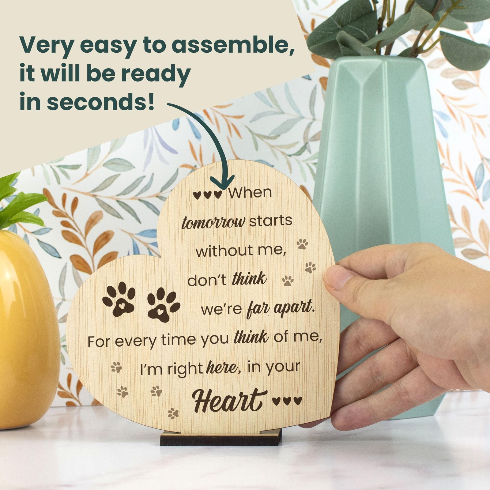 Pet Memorial Plaque for Loss of Dog or Cat Wooden Sympathy Sign in Loving Mem…
