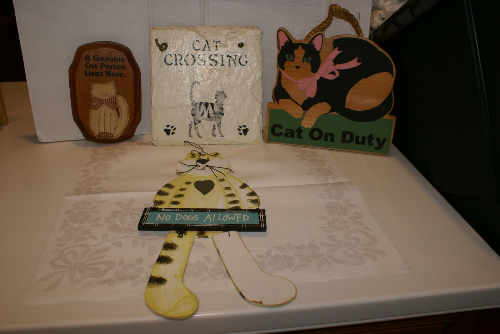 CAT lovers set of 4 HANGING PLAQUES (1) SLATE (3) WOODEN SEE PICTURES