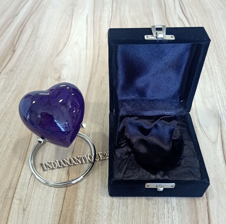 Heart Urn – Small Heart Urn – Purple Shine Mini Urn – Small Urns for Human Ashes