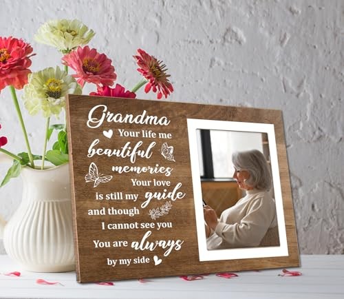 Grandma Memorial Picture Frame – 4×6 Wooden Photo Frame,Sympathy Gift for Loss